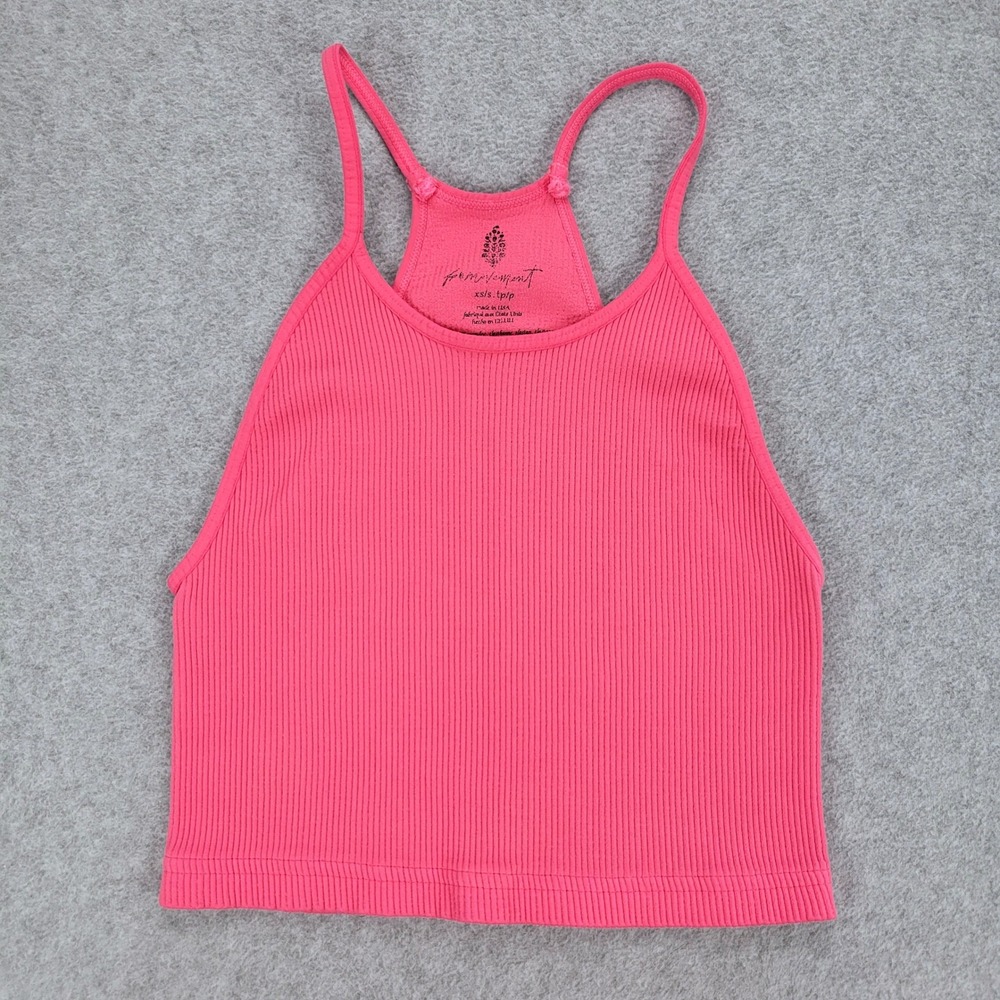 Free People Movement Happiness Runs Crop Tank Women XS/S Pink Ribbed Activewear